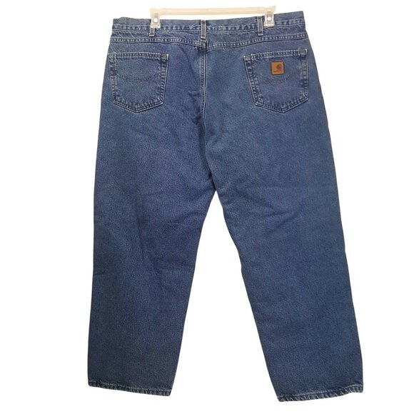 Carhartt 44x30 Mens Flannel Lined Jeans Relaxed Fit Pants B172 DST Work Barn Cho - Picture 2 of 7